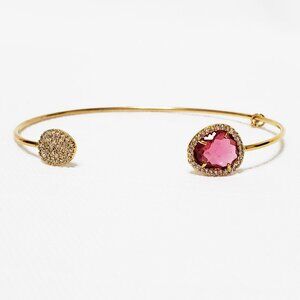 Tai Jewelry Micro Pave CZ Fuschia Gold Cuff Bangle NEW